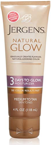 JERGENS NATURAL GLOW 3 DAYS TO GLOW MOISTURIZER, MEDIUM TO TAN 4 OZ (PACK OF 4)