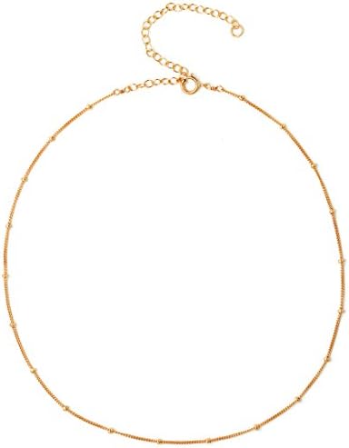 Dainty Choker Necklace, Simulated Freshwater Pearl for Women Girls, 14K Gold Filled Find Chain, Black leather, Layered Set in Gold/Rose, Made in USA (Mini Beaded/ROSE GOLD)