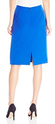 Tahari ASL Asymmetrical Jacket Skirt Suit, 8-P, Ocean Blue