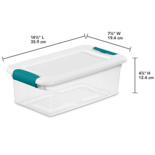 Sterilite 14928012 6 quart/5.7 L Latching Box with Clear Base, White Lid and Colored Latches, 12-Pac - //coolthings.us