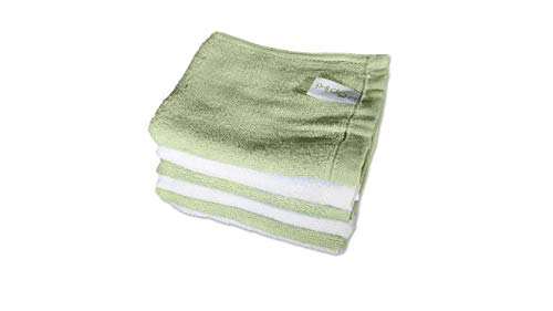 Pupiki Premium Baby Washcloths 6 Ultra-Soft Hypoallergenic 100% Organic Bamboo from rayon fiber Baby bath Washcloth Face towels Absorbent 10X10 Newborn Towel Pack Unisex Baby Shower Gift White & Green