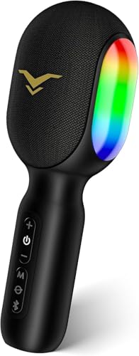 Microfono Karaoke Bluetooth SingFree, 5 en 1 Micrófono Inalámbrico con Bocina y Luz para Cantar Fiesta, Mic Multiproposito para Niño Adulto Regalo, Compatible con Teléfono, PC, Tableta, FM del Coche