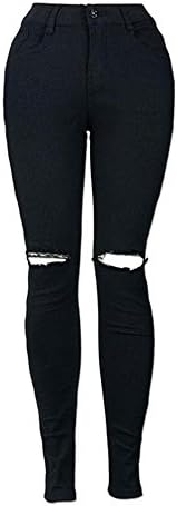 UPLOTER Pants, Women Pencil Trousers Cool Ripped Knee Cut Skinny Long Slim Jeans Hole Pants