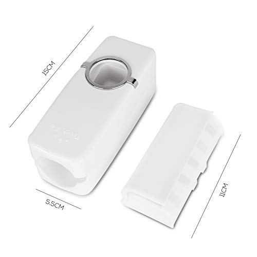 Bosiwee Toothpaste Squeezer Set, Auto Toothpaste Dispenser with 5 Toothbrush Holders Large Capacity Family Use