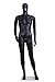 Male Full Body Durable Plastic Abstract Egg Head Mannequin with Movable Head Black (SM1 BLK)