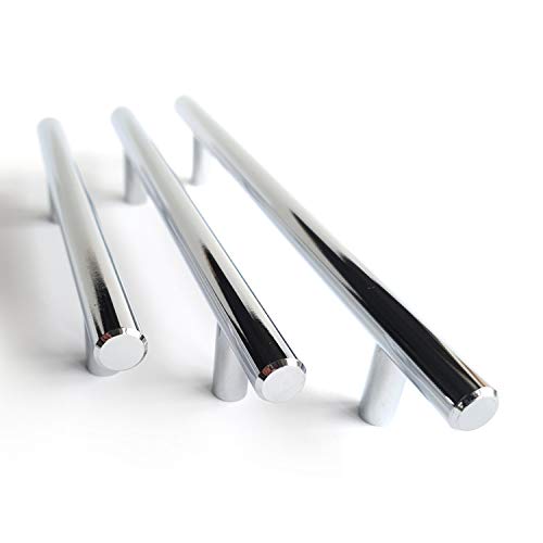 French Furniture Fittings T Bar Kitchen Cabinet Handles (Sets of 6), Boss Bar Bow Handles 96mm, 128mm, 160mm.Polished Chrome Finish. for Kitchen Cabinet & wardrobes by FFF. (128mm Between fixings)