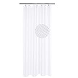 Small Stall Shower Curtain Fabric 42 inch Wide, Waffle Weave, Hotel Collection, 230 GSM Heavyweight, Water Repellent, Machine Washable, White Pique Pattern Decorative Bathroom Curtain