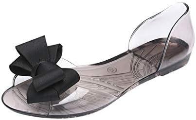 Women Peep Toe Sandals Transparent Beach Sandals Jelly Shoes Ribbon Bow Knot Slip On Shoes by Lowprofile