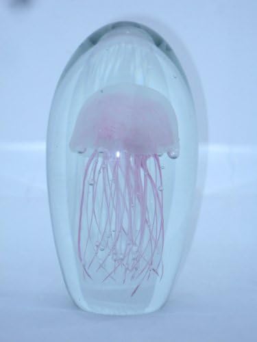 Glass Jellyfish Paperweight Color Pink 6 (Glow in Dark) - Jelly Fish Paper Weight by JELLYFISH