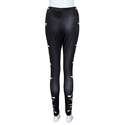 Botrong Yoga Pants for Women Plus Size, High Waist Sport Pants Music Note Leggings Trousers Black - Thumbnail 5