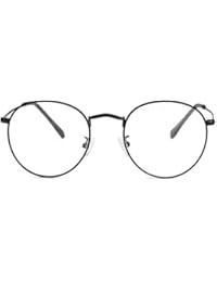 Clear Lens Glasses for Women Men Circle Frame Non-Prescription Eyeglasses (Black)