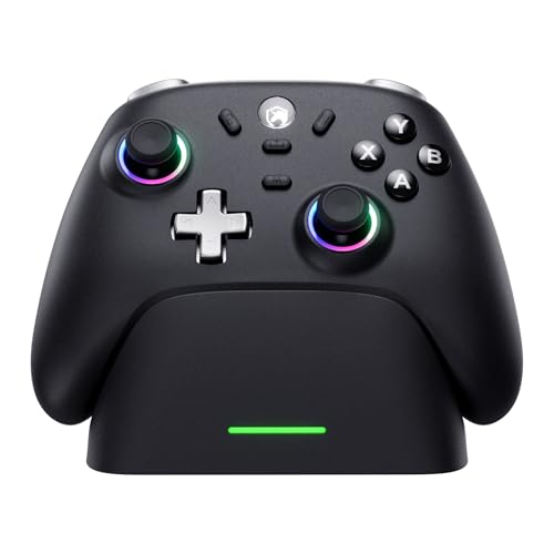 ECHTPower PC Wireless Controller, 1000Hz Gaming-Controller mit RGB/Hall-Joystick/Turbo/Vibration/800mAh Wiederaufladbare Batterie, Wireless-Controller für PC/Switch 2/Switch/Steam (Ladestation) thumbnail 1
