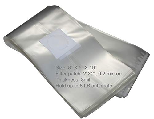 Root Mushroom Farm- 10 Counts Mushroom Growing Bags/Mushroom Spawn Bags, 0.2 Micron Filter,3 Mil Polypropylene, Large Size 8″ X 5″ X 19″, Multiple Choices