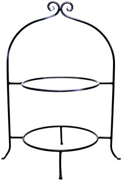 Wrought Iron Two Tier Buffet Platter Rack-22.25 Inches Tall x 17.25 Inches Wide. Rings are 10.25 Inches in Diameter. Width between bars is 14.25 Inches. Handmade.