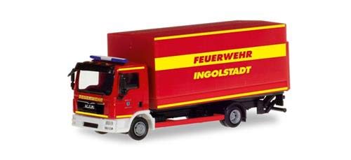 herpa MAN TGL truck with rear elevator Ingolstadt Fire Brigade.