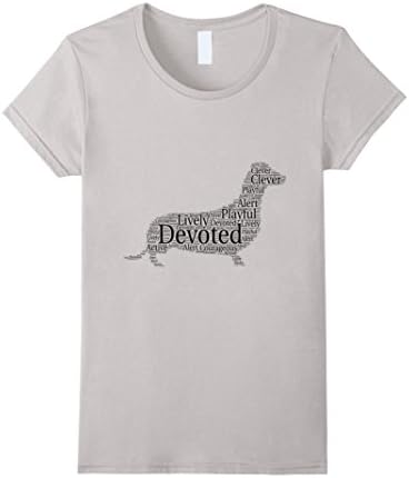 Womens Dachshund Wiener Dog Word Cloud T-Shirt Medium Silver