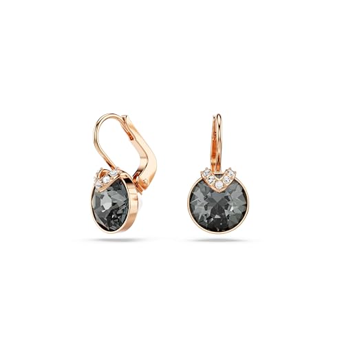Pendientes Bella V, Talla redonda, Grises , Baño tono oro rosa