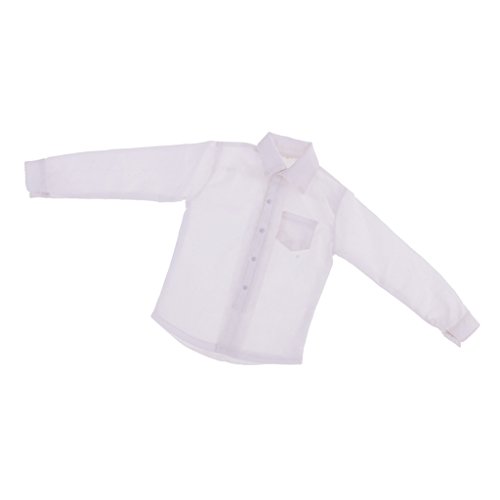 MonkeyJack 12'' Male Figure Top Clothes White Long Sleeve Dress Shirt 1/6 Scale Formal Suit Accessories