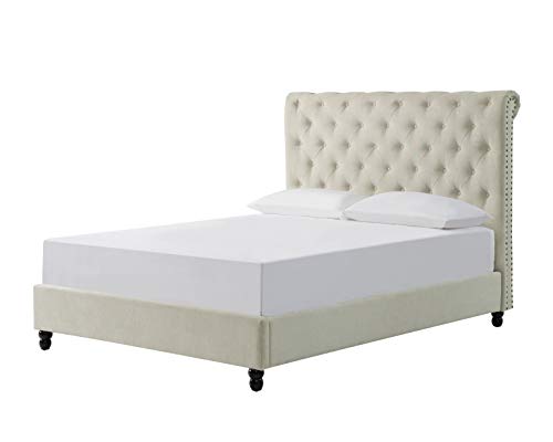Best Tufted Nailhead Trim Ivory Velvet Headboard
