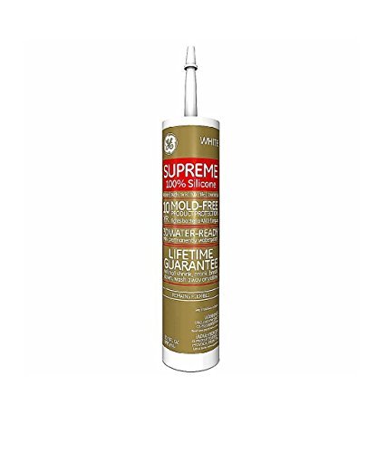 GE Supreme 100% Silicone 30 Min. Water-Ready caulk, 10.1 oz cartridge, White (M90007)