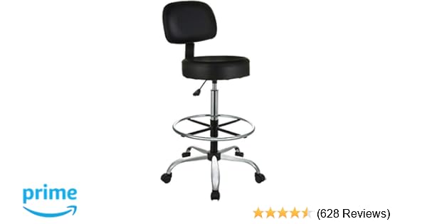 Amazonbasics Multi Purpose Adjustable Drafting Spa Bar Stool With Foot Rest And Wheels Black