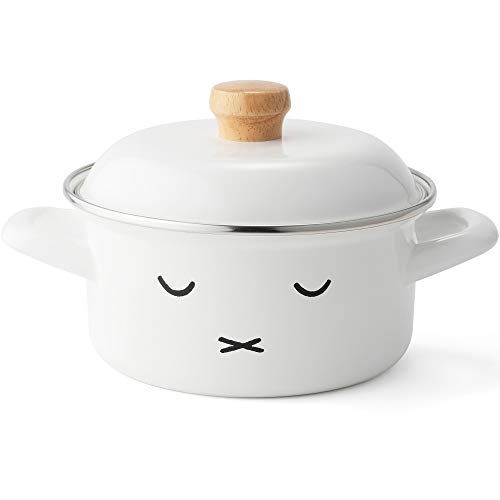 Fuji Horo Casserole Two-Handed Pot, White, Induction Compatible, 5.9 inches (15 cm), Miffy Face