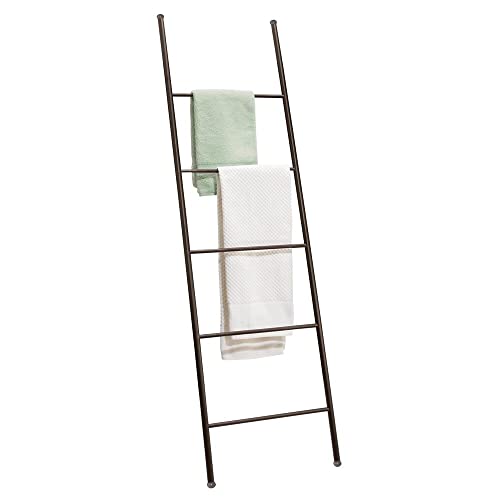 mDesign Metal Leaning Towel Ladder for Bathroom Decorative, Modern