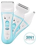 Kids Hair Clipper Baby Hair Clipper 3 in 1 Rechargeable Waterproof Women Shaver Ultra Quiet Baby Hair Trimmer Professional Hair Removal Kit for Children with Safe Ceramic Blade and 3 Guide Combs