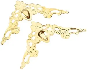 ZITENGZHAI WYS-HJ, 20Pcs Antique Jewelry Box Corner Foot Wood Case Corner Protector for Furniture Metal Embellishment Scrapbooking 404058mm (Color : Gold)