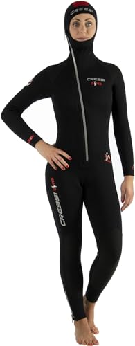 Cressi Womens Diver Ultra Durable All-in-One Wetsuit - Black/Red, X-Large