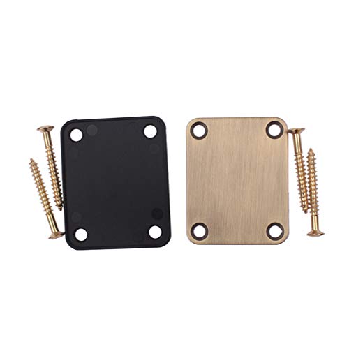 Milisten 2pcs Electric Guitar Neck Plates with 4pcs Screws for Strat Tele Guitar Jazz Bass Replacement Parts Accessories (Brass)
