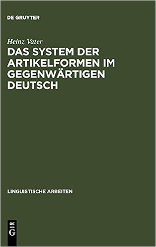 Das System Der Artikelformen Im Gegenwartigen Deutsch Linguistische Arbeiten 78 Band 78 Amazon De Vater Heinz Bucher