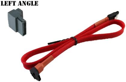 Vantacor Sleeved SATA III 6.0 Gbps Cable with Locking Latch (6 Inch, Left Angle)