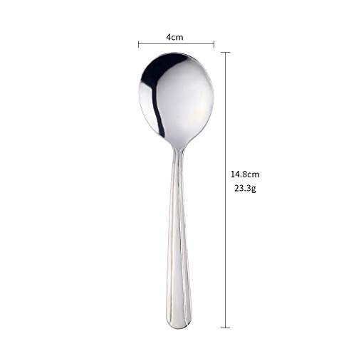 Bouillon Round Spoons 5.8-Inch Stainless Steel Soup Spoon Set of 12 - BUY&USE