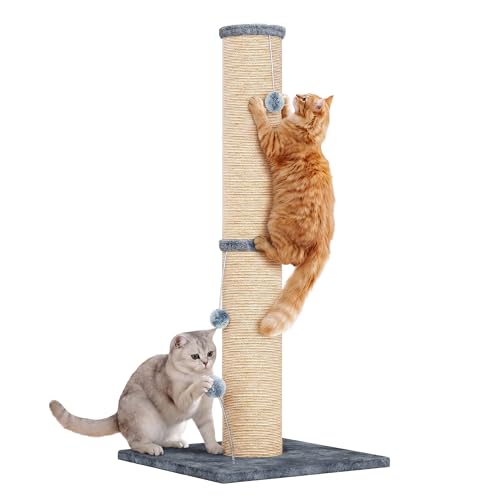 LIKIMIO 41.7" Tall Cat Scratching Post – 6.2" Extra-Thick Sisal Scratcher with…