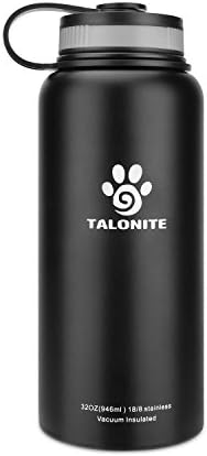 TALONITE Stainless Steel Water Bottle - 32OZ - Double walled Vacuum Insulated - BPA Free for Sports, Yoga, Fitness, Office, Gym, Camping - ldeal for Coffee, Beer - 24 Hours Cold & 12 Hours Hot