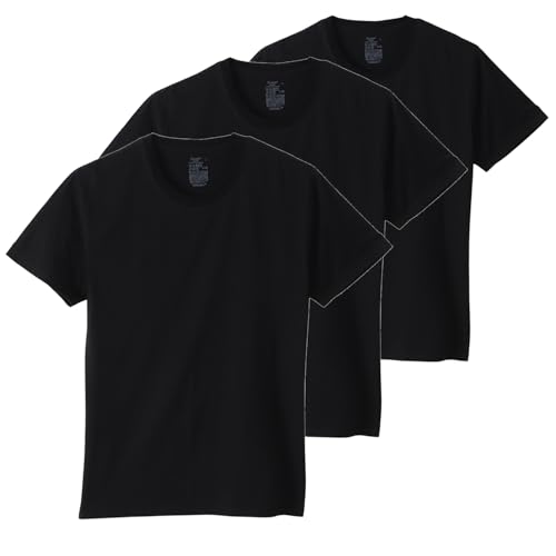 [ヘインズ] アンダーシャツ 半袖 (3枚組) 抗菌防臭加工(Fresh IQ) 3P RS クルーネックTシャツ グローバルバリューライントップス HM1EY701 メンズ ブラック M