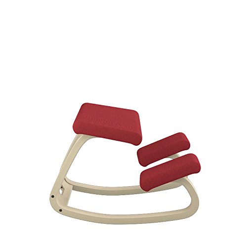 Varier Variable Balans Original Kneeling Chair Designed by Peter Opsvik (Red Revive Fabric with Natural Ash Base)
