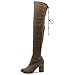Ollio Women Shoe Drawstring Stretch Faux Suede Over the Knee Stacked Heel Long Boots