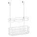 mDesign Steel Over Cabinet Door Hair Care, Hot Styling Tool Organizer Storage Basket for Hair Dryer, Flat Irons, Curling Wands, Straighteners, Space Saving, 3 Sections, Concerto Collection - White