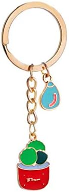 TraveT Succulent Cactus Pot Keychain Metal Cute Plant Shape Keyring Charmed Gifts for Kids Women Girls Boys,D1115-3