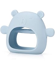 AMIR Bear Mitten Baby Teething Toys, Upgraded Silicone Baby Teether Freezer BPA Free, Silicone Teether for for Baby Teething Relief, Easy-to-Hold Handle, Baby Toys, Blue