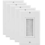 Fosmon 1-Gang Wall Plate (5 Pack), Brush Style Opening Passthrough Low Voltage Cable Plate in-Wall Installation for Speaker Wires, Coaxial Cables, HDMI Cables, or Network/Phone Cables