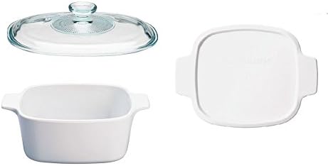 Just White Pyroceram 1.5 L Casserole Bundle: Casserole with Glass Lid and Plastic Lid
