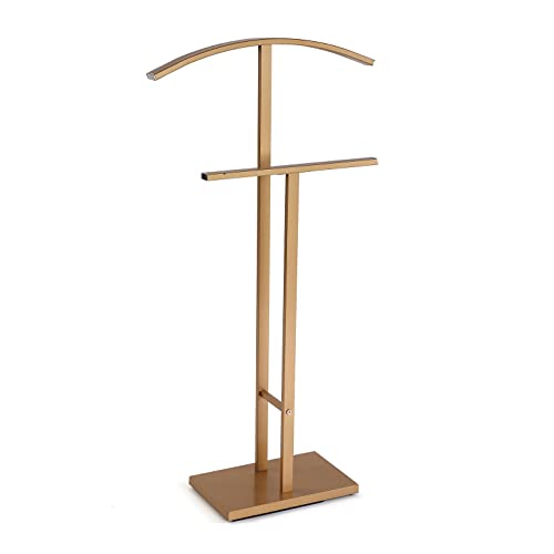 Versa Lund Multifunctional Modern Clothes Stand with 2 Hangers or Hangers for Mens or Womens Clothes, Measures (HxWxD), 100 x 20 x 52 cm, Steel, Gold