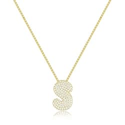 KissYan Bubble Letter Necklace, 14K Gold Plated