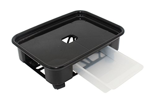 Antetok 12″X8.85″ Plant Caddy Rectangle Plant Dolly Trolley Saucer Moving Tray Pallet with Wheels and a Water Container Black