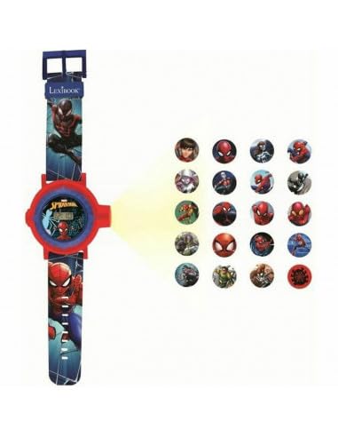 LEXIBOOK Spider-Man Adjustable Projection Watch Digital Screen – 20 Images of Spider-Man and his Friends – for Children/Boys - Red and Blue - DMW050SP