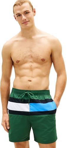 Herren Badeshorts Medium Drawstring mit Gesäßtasche, Grün (Street Green), L
