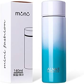 Amazon 在庫処分セール Alnae 水筒 ミニ ポケトル ボトル ステンレス マグボトル 140ml 二重構造 真空断熱 軽量 コンパクト 保温保冷 魔法瓶 タンブラー 子供 男女兼用 ホワイトブルー 水筒 マグボトル オンライン通販